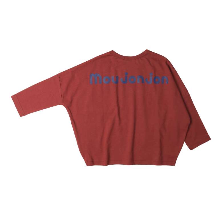 Back printed logo embroidered wide long sleeve T-shirt