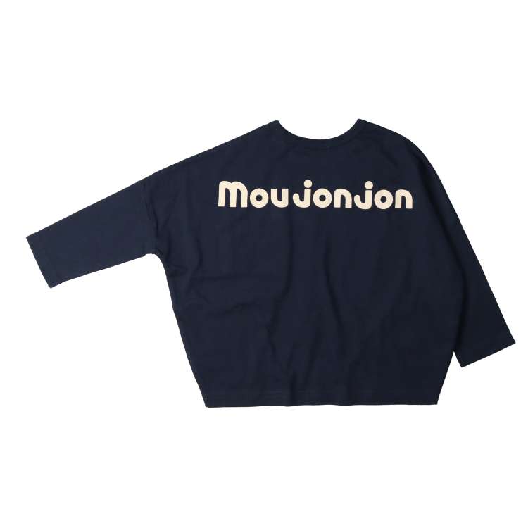 Back printed logo embroidered wide long sleeve T-shirt