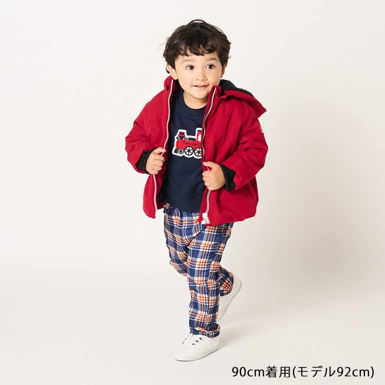 Check pattern fluffy fleece twill pants