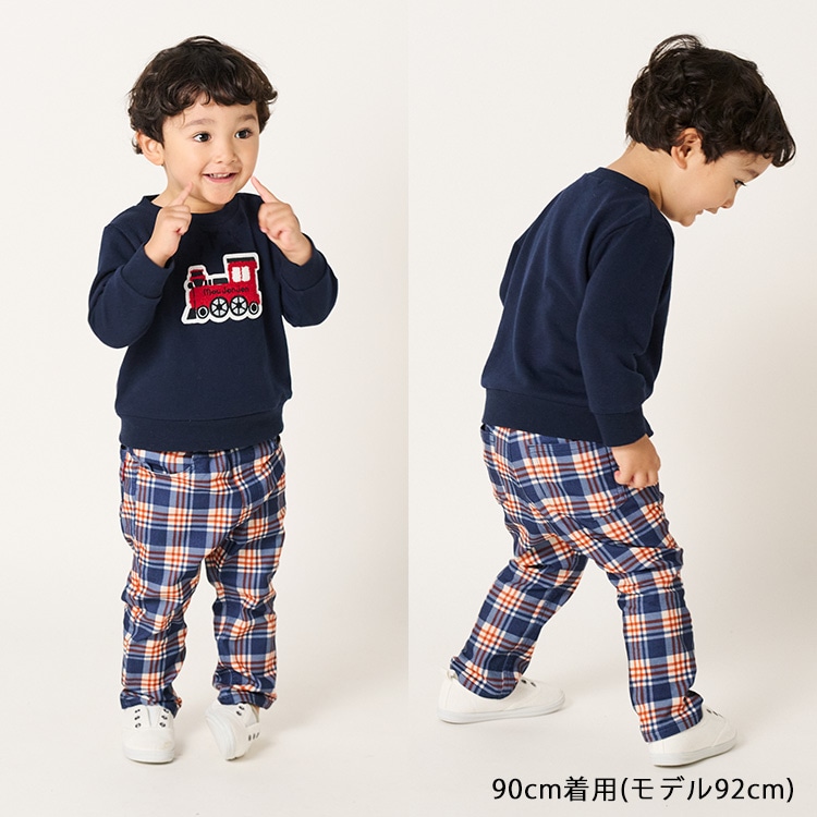 Check pattern fluffy fleece twill pants