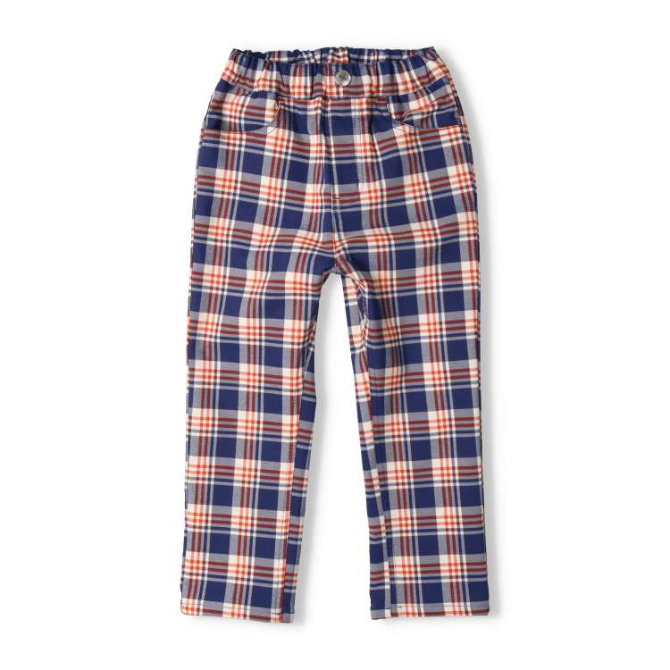 Check pattern fluffy fleece twill pants