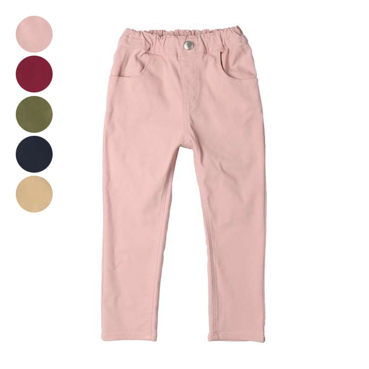 Stretch twill skinny pants (wine red, 140cm)