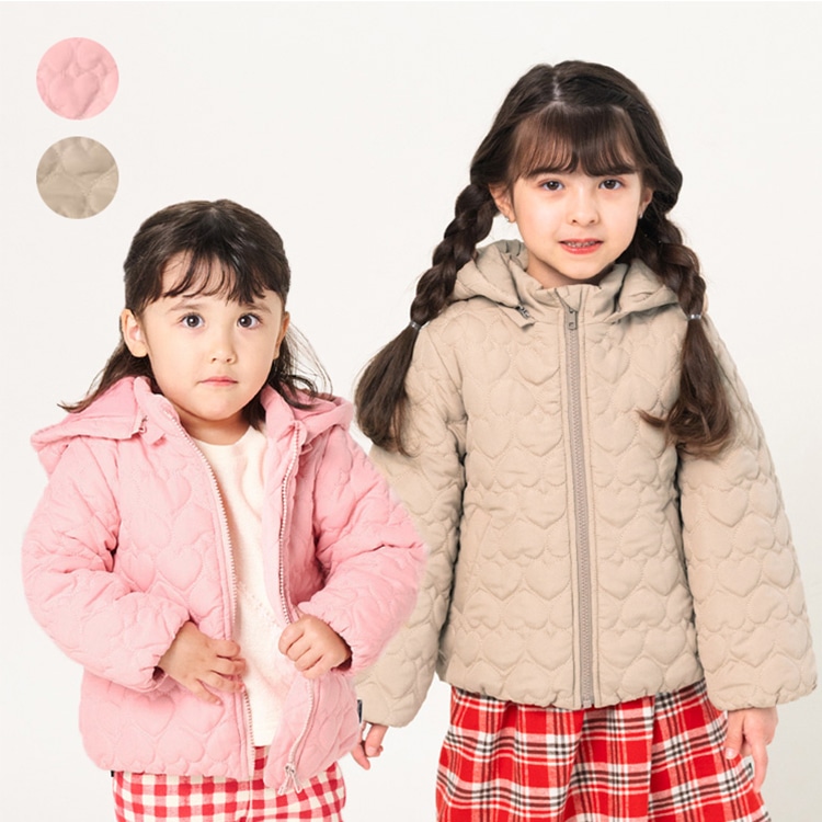 Heart pattern quilted padded jacket