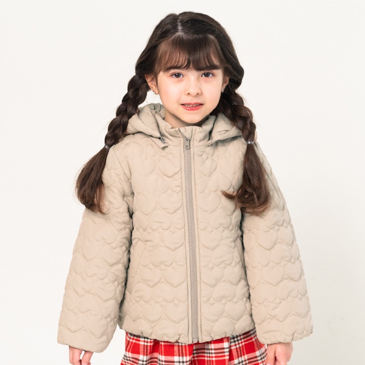 Heart pattern quilted padded jacket