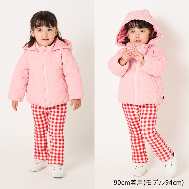 Heart pattern quilted padded jacket