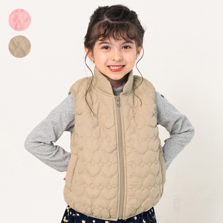 Heart quilted padded vest (pink, 100cm)