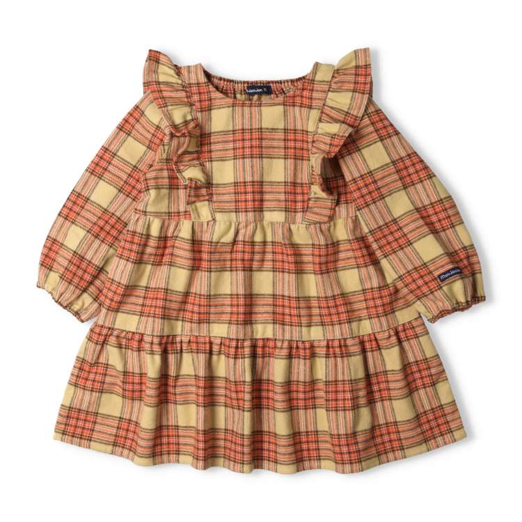 Tartan check tiered shirt dress