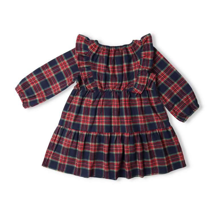 Tartan check tiered shirt dress