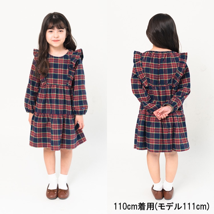 Tartan check tiered shirt dress