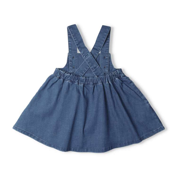 Denim jumper skirt with quilted applique