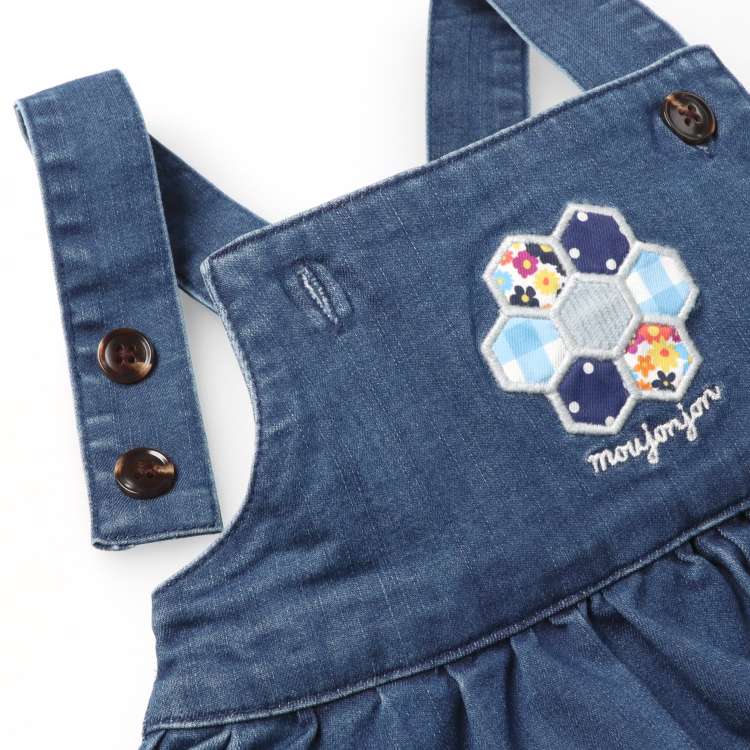 Denim jumper skirt with quilted applique