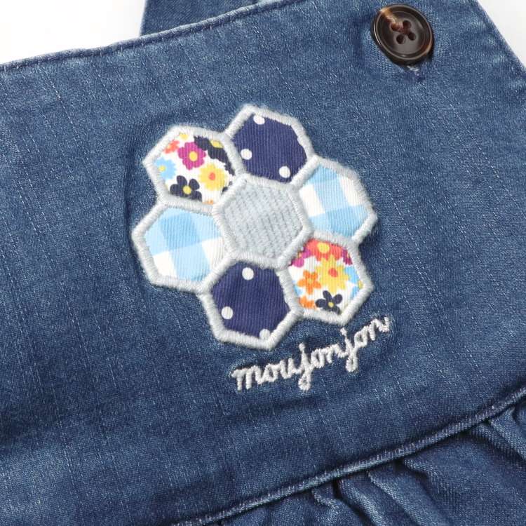 Denim jumper skirt with quilted applique