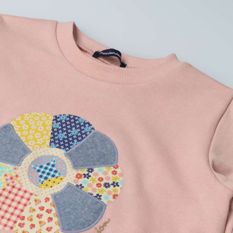 Patchwork quilt style flower fleece sweatshirt