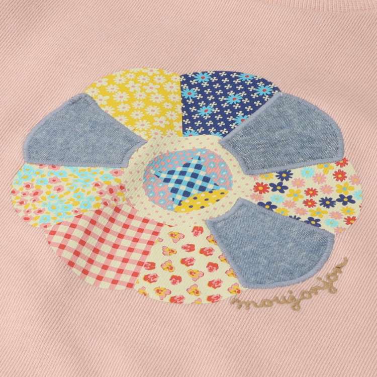 Patchwork quilt style flower fleece sweatshirt