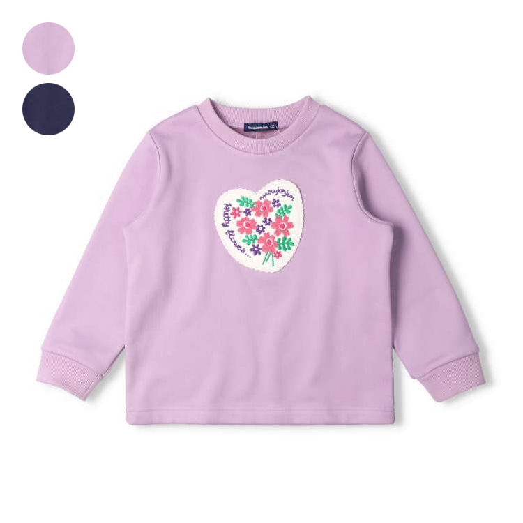 Floral applique embroidered velvet bonded sweatshirt