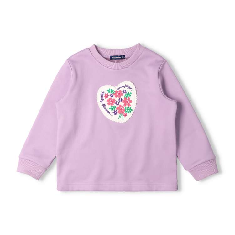 Floral applique embroidered velvet bonded sweatshirt