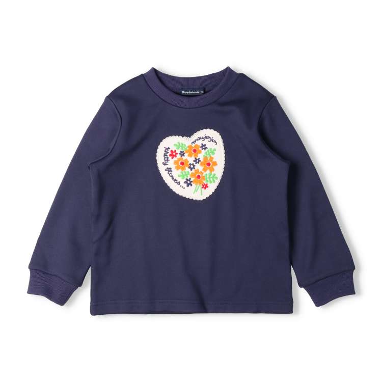 Floral applique embroidered velvet bonded sweatshirt