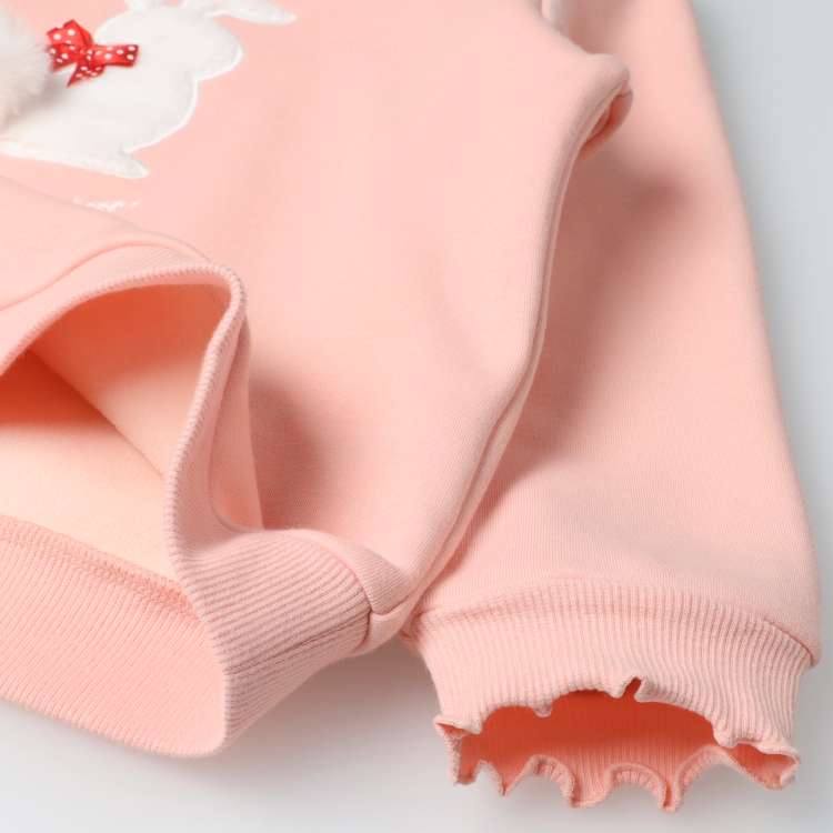 Rabbit applique super warm fleece-lined sweatshirt