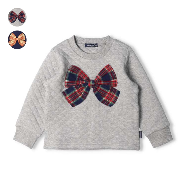 Checkered ribbon knit quilted sweatshirt