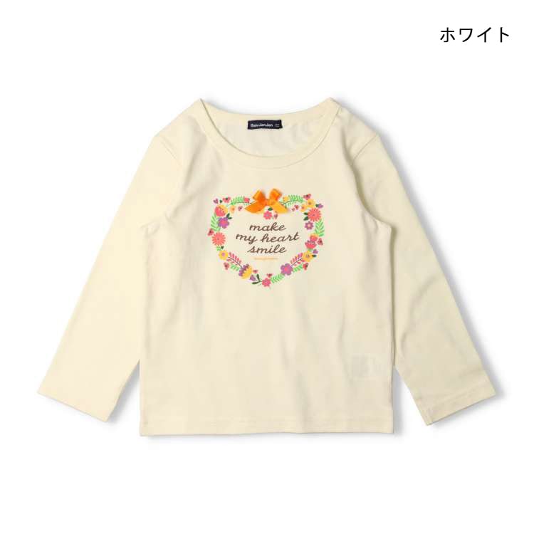 Flower and bear print long sleeve T-shirt