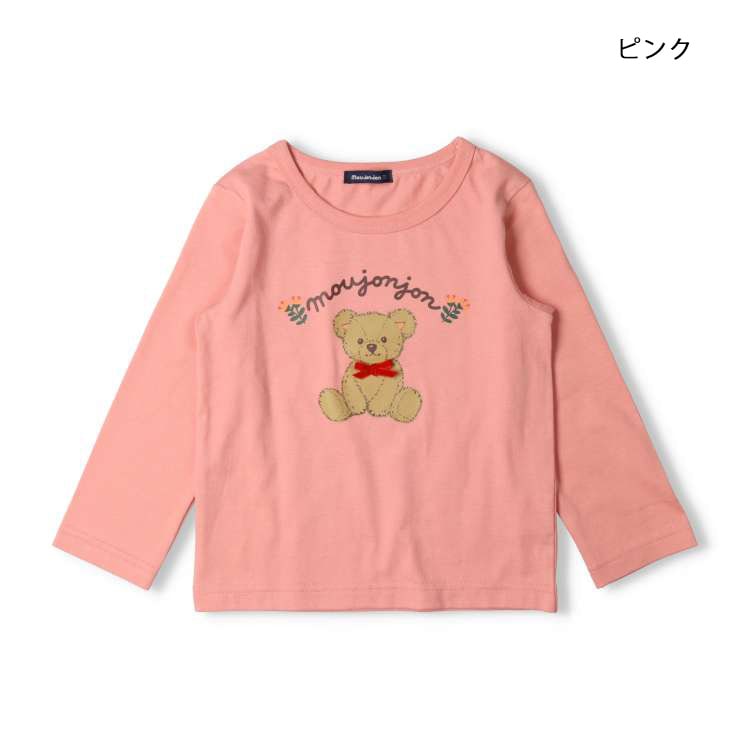 Flower and bear print long sleeve T-shirt