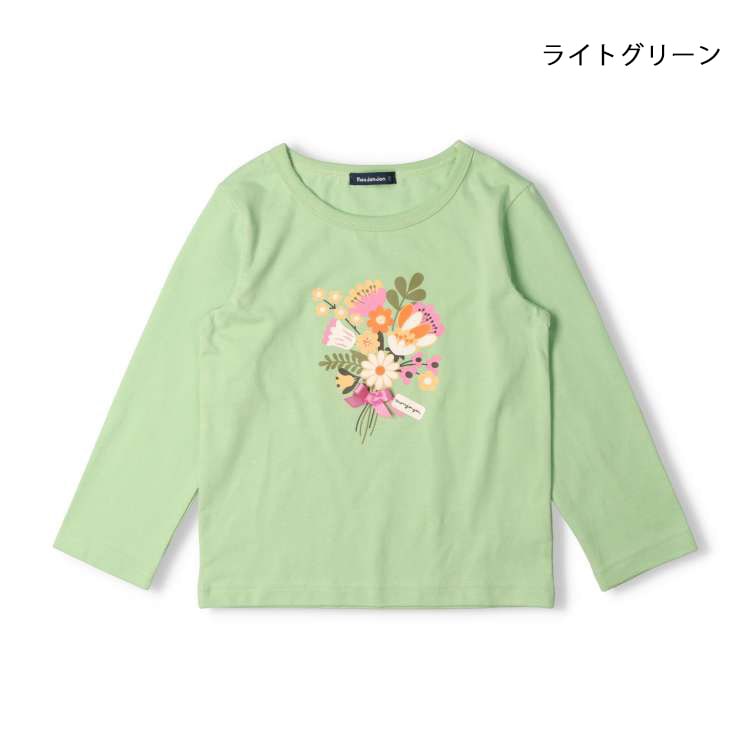 Flower and bear print long sleeve T-shirt