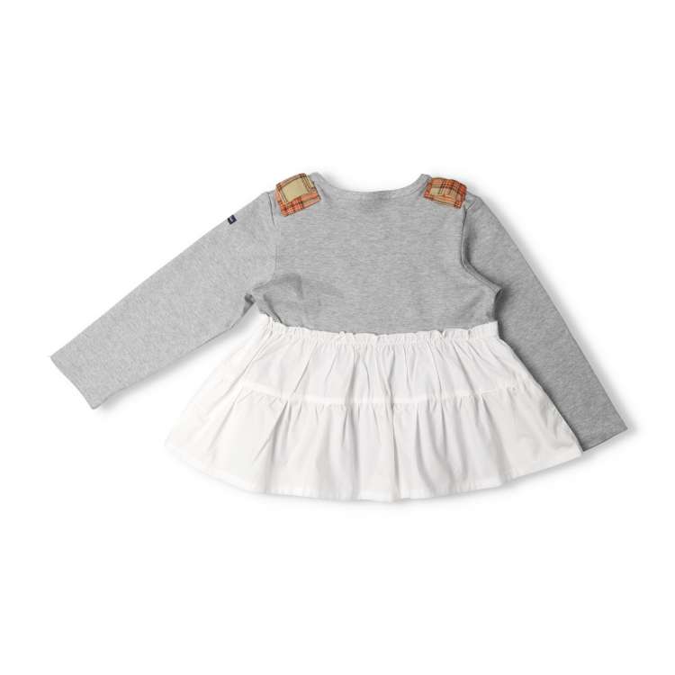 Tiered long-sleeved T-shirt with shoulder ribbon