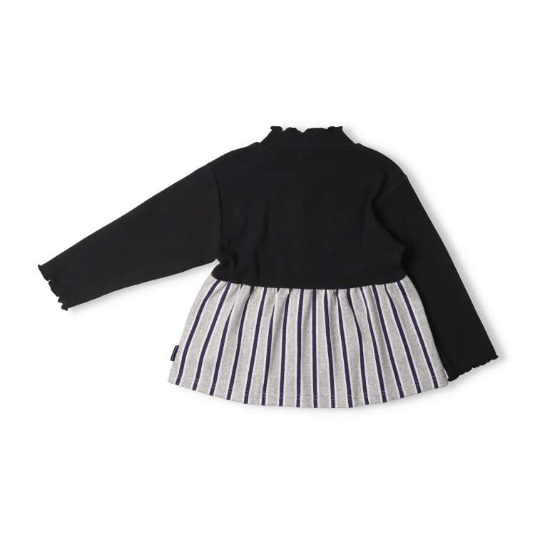 Striped high neck long sleeve T-shirt