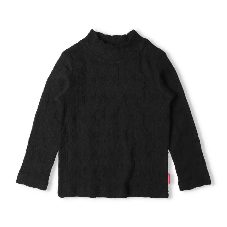 Cable jacquard high neck long sleeve T-shirt