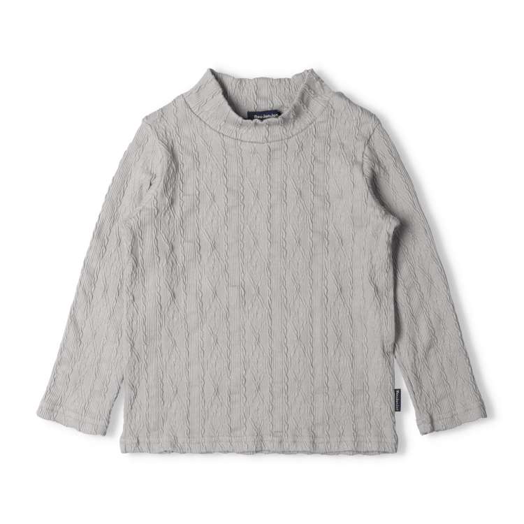 Cable jacquard high neck long sleeve T-shirt