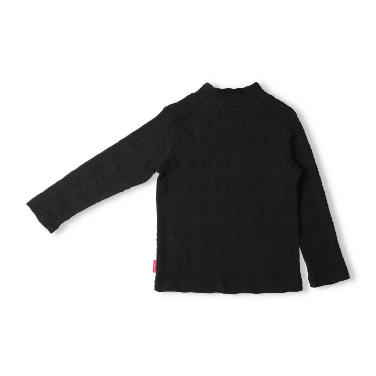 Cable jacquard high neck long sleeve T-shirt