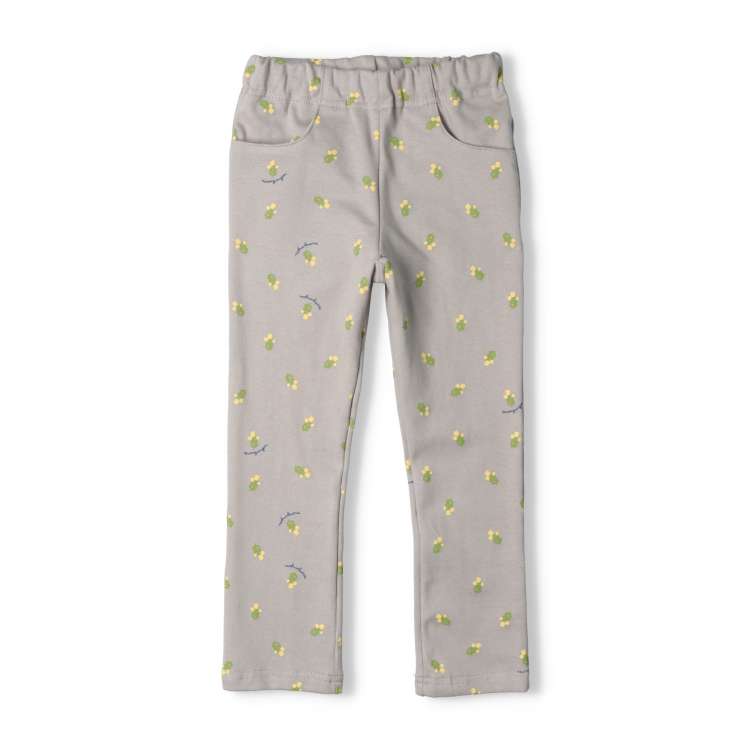 Flower and bear print spandex long pants