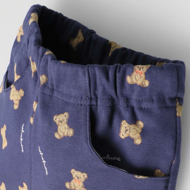 Flower and bear print spandex long pants