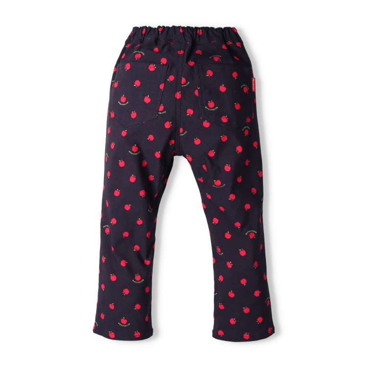 Stretchable twill apple print straight pants