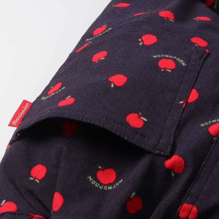 Stretchable twill apple print straight pants