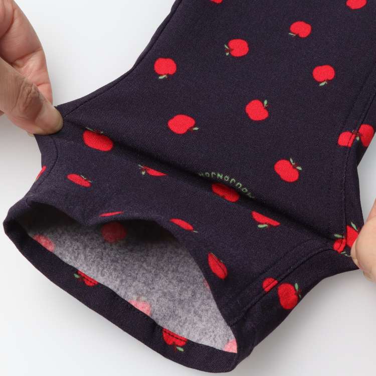 Stretchable twill apple print straight pants