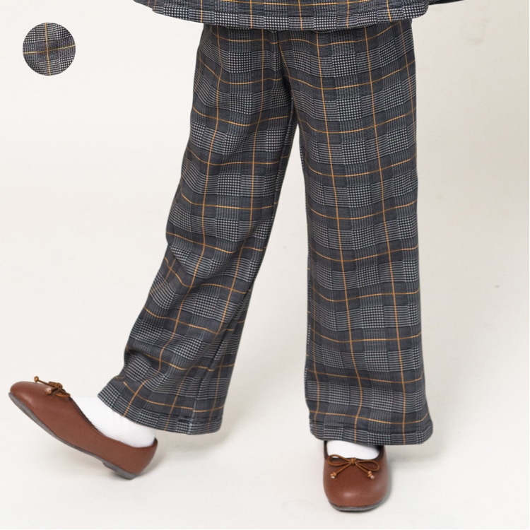 Glen check wide pants