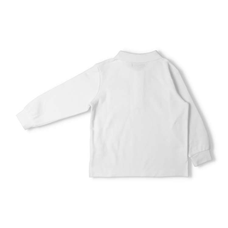 Pique long sleeve white polo shirt (100cm-160cm)