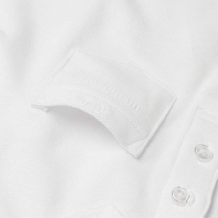 Pique long sleeve white polo shirt (100cm-160cm)