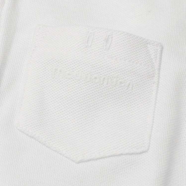 Pique long sleeve white polo shirt (100cm-160cm)