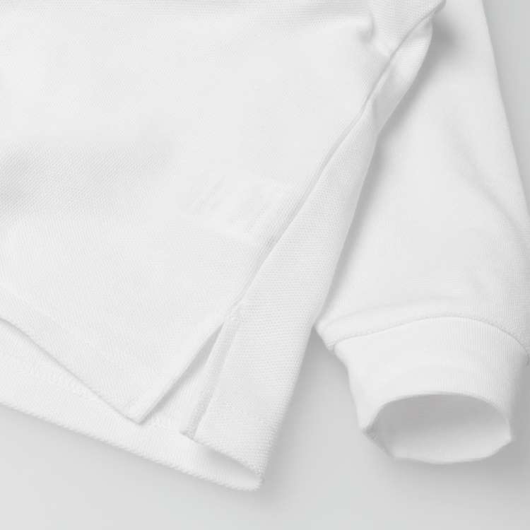 Pique long sleeve white polo shirt (100cm-160cm)