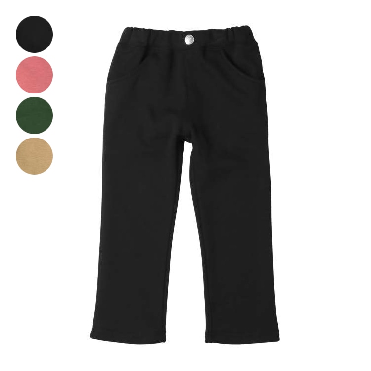 Super warm brushed lining plain straight long pants