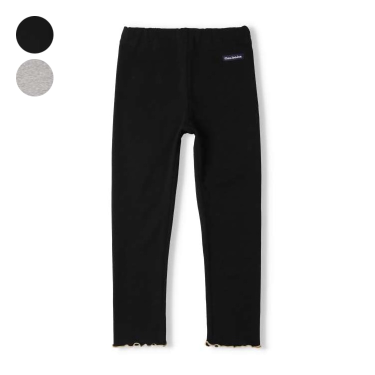 Hem color combination mellow plain leggings (black, 140cm)