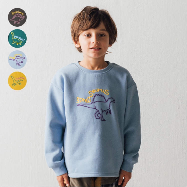 Dinosaur chain embroidery fleece sweatshirt