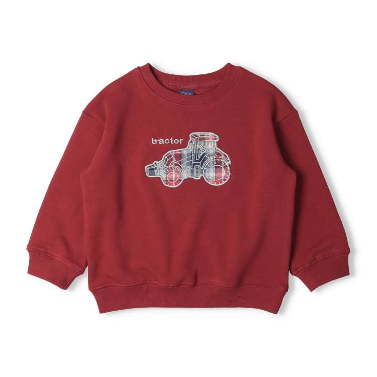 Working Car Applique Super Warm Fleece-Lined Sweatshirt