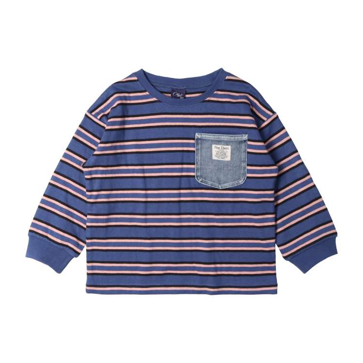 Long sleeve T-shirt with a striped chest pocket