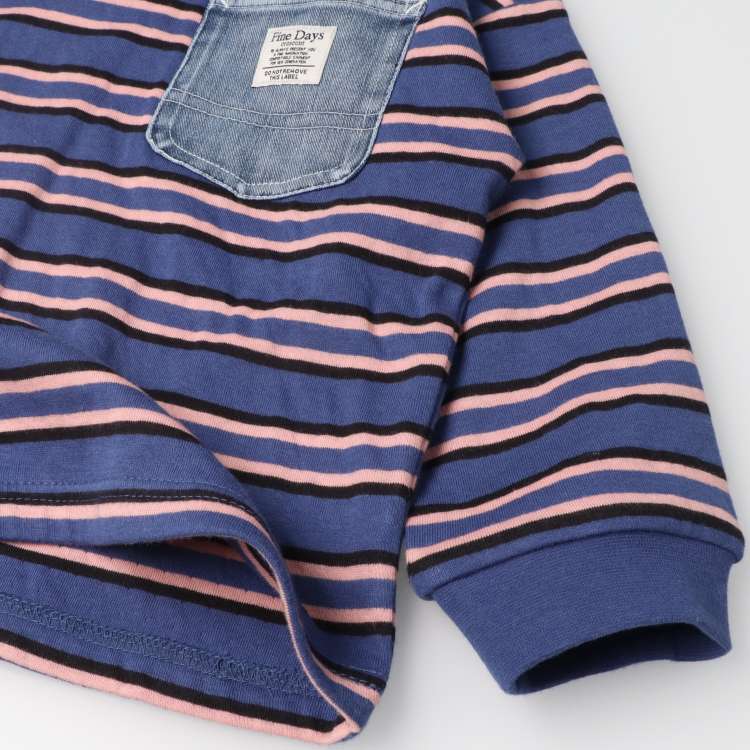 Long sleeve T-shirt with a striped chest pocket