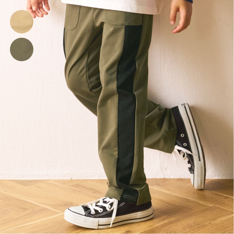 Stretch mini fleece long pants with side lines