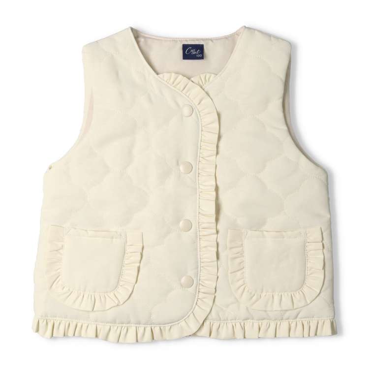 Quilted floral ruffled padded vest