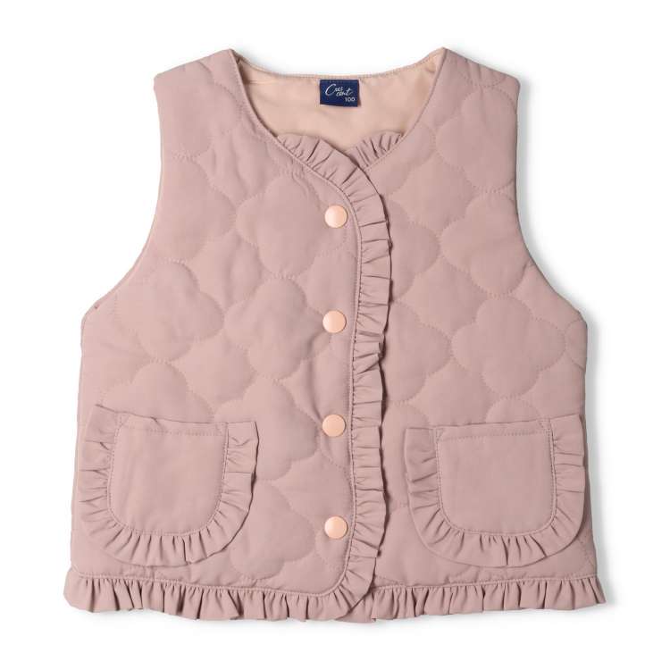 Quilted floral ruffled padded vest